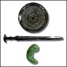 This Japanese symbolism underscores the armed strength, authoritarian, and imperialistic nature of national governance during the Shinto period.