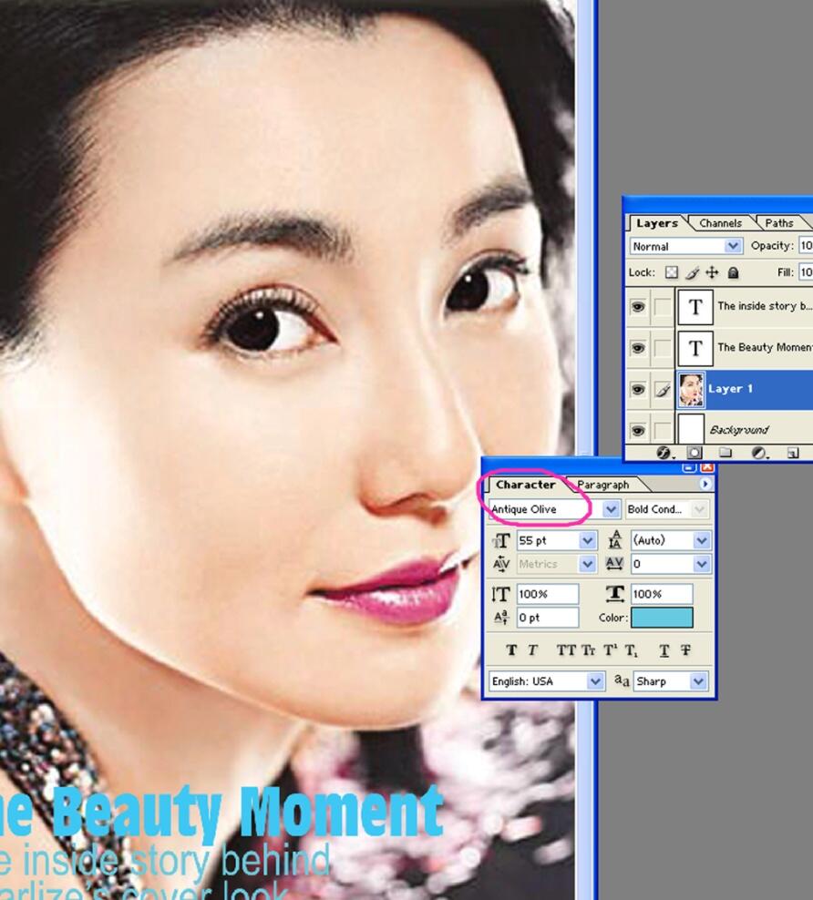 Computer graphic software Photoshop. Character