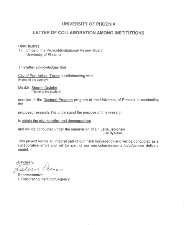 City of Port Arthur’s Letter of Collaboration