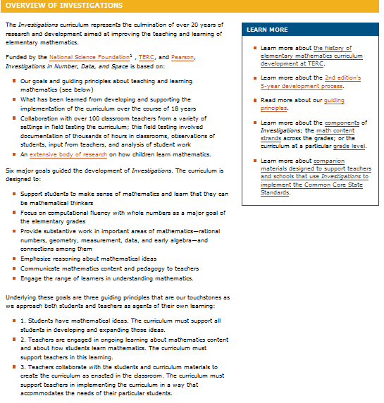 Goals of the Investigations Program