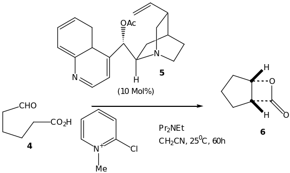 Cinchona-alkaloid-catalyzed intramolecular aldol reaction with lactone formation [