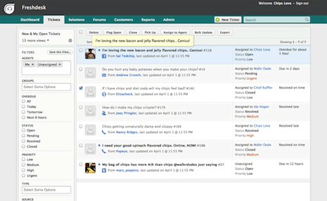 an example of the feedback mechanism for a ticketing dashboard Freshdesk