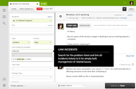 an example of the feedback mechanism for a ticketing dashboard Freshdesk