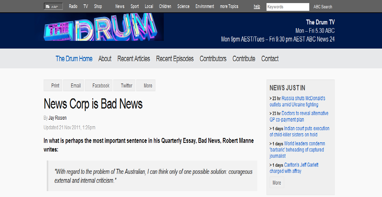 Media articles that are examples of bad corporate governance