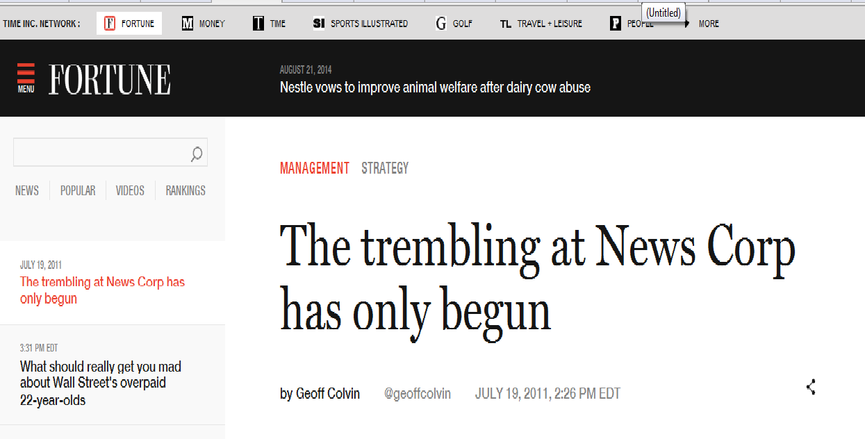 Media articles that are examples of bad corporate governance