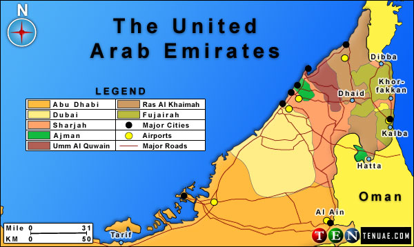 UAE Map with Roads