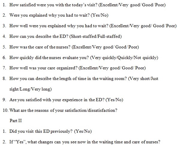 Questionnaire for Patients