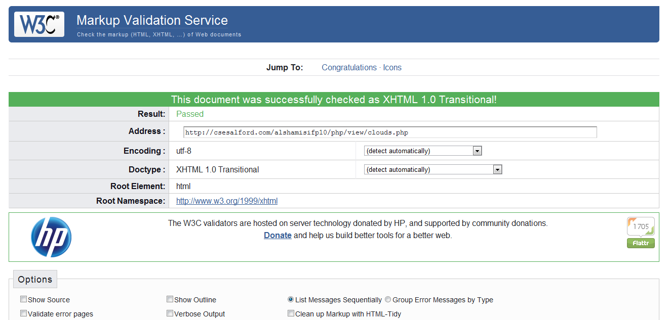 Validation response for the Cloud projection maps