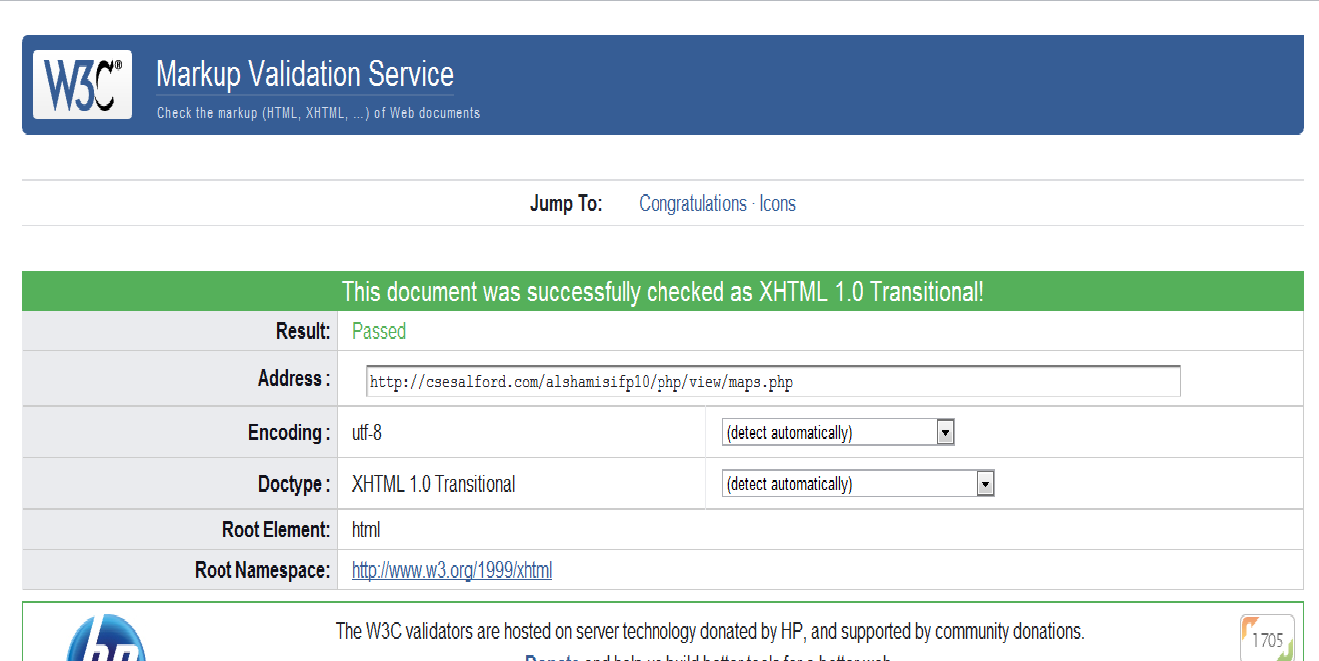 Validation response for the distance finder map