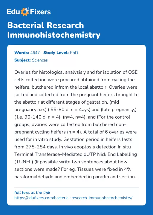 Bacterial Research Immunohistochemistry - Essay Preview