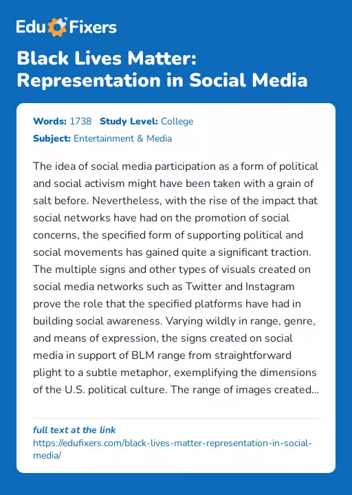 Black Lives Matter: Representation in Social Media - Essay Preview