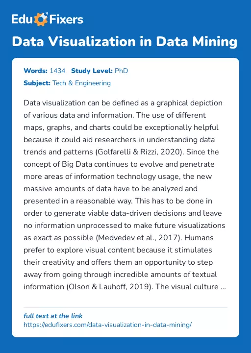 Data Visualization in Data Mining - Essay Preview