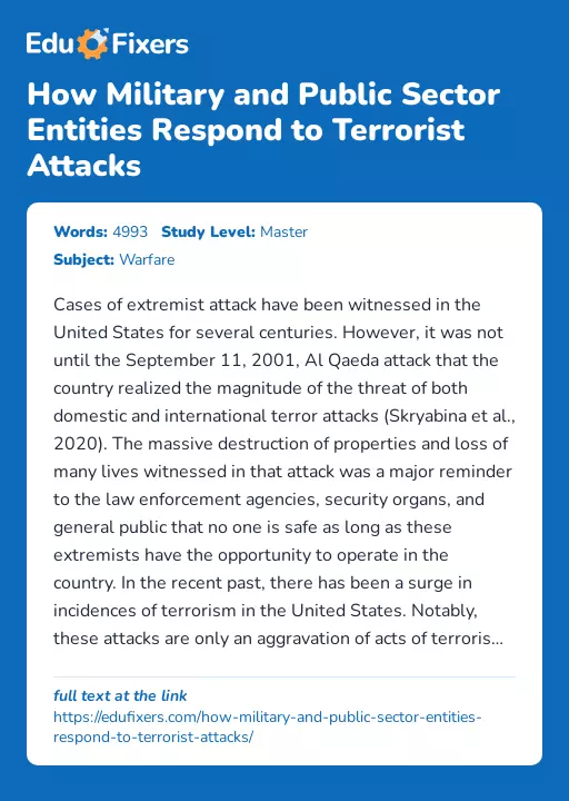 How Military and Public Sector Entities Respond to Terrorist Attacks - Essay Preview