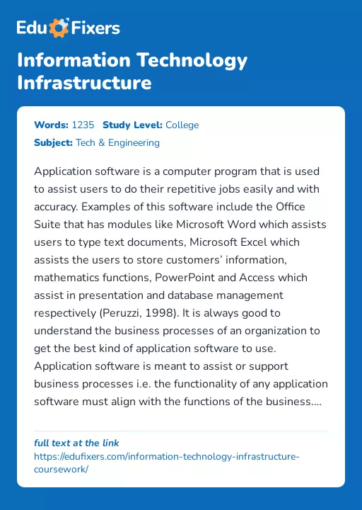 Information Technology Infrastructure - Essay Preview