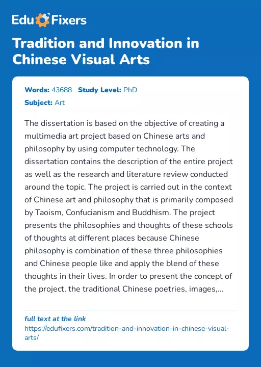 Tradition and Innovation in Chinese Visual Arts - Essay Preview