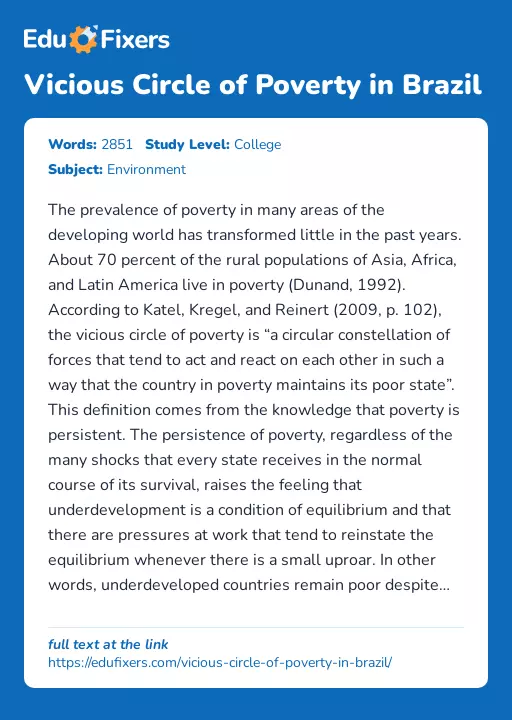 Vicious Circle of Poverty in Brazil - Essay Preview