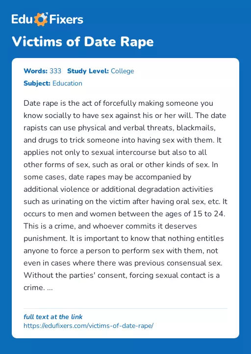 Victims of Date Rape - Essay Preview